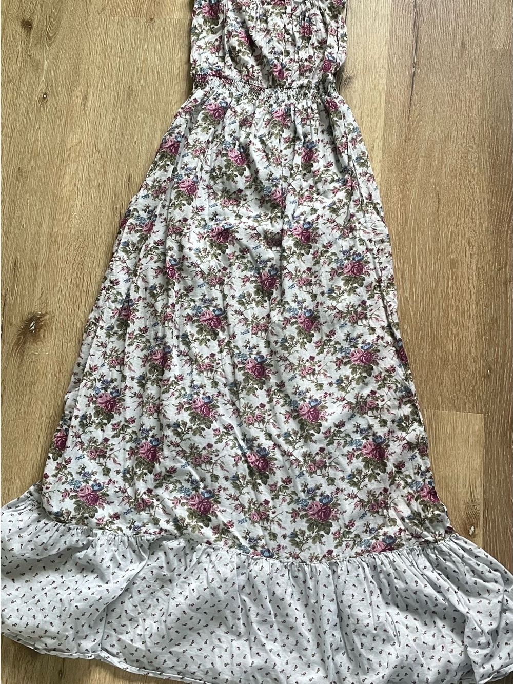 NAF NAF White Maxi Dress with Pink Floral Print